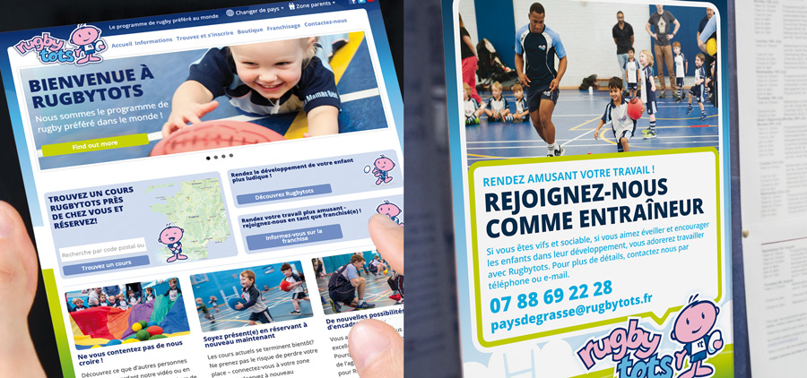 Site Internet Rugbytots et affiche de recrutement